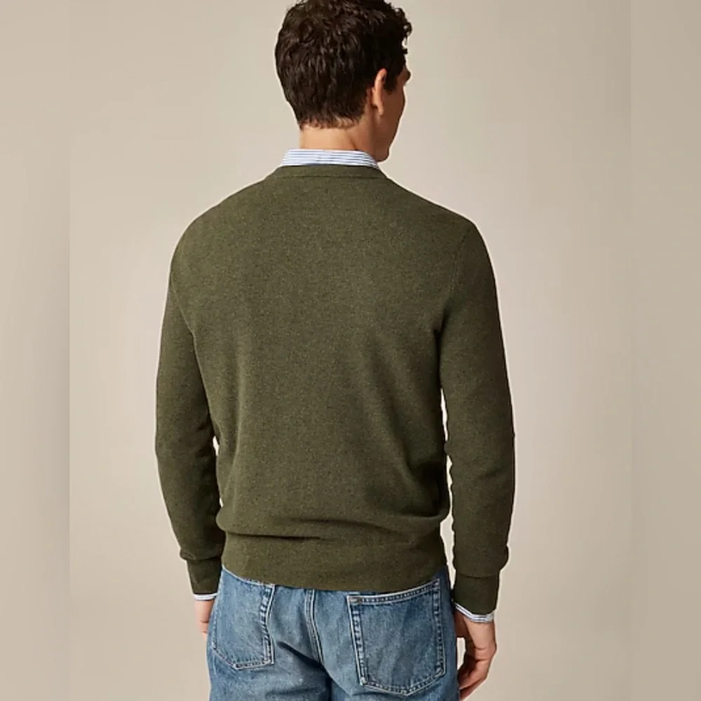 J. Crew - 100% Cotton Piqué-Stitch Crewneck Sweater in Green - Size M